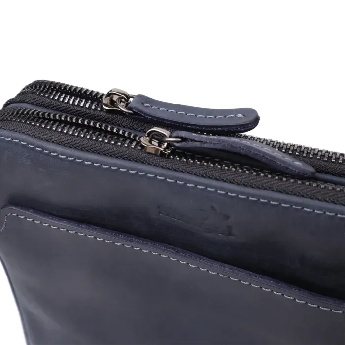 Практична чоловіча сумка через плече із вінтажної натуральної шкіри Shvigel 20867_1 Синій