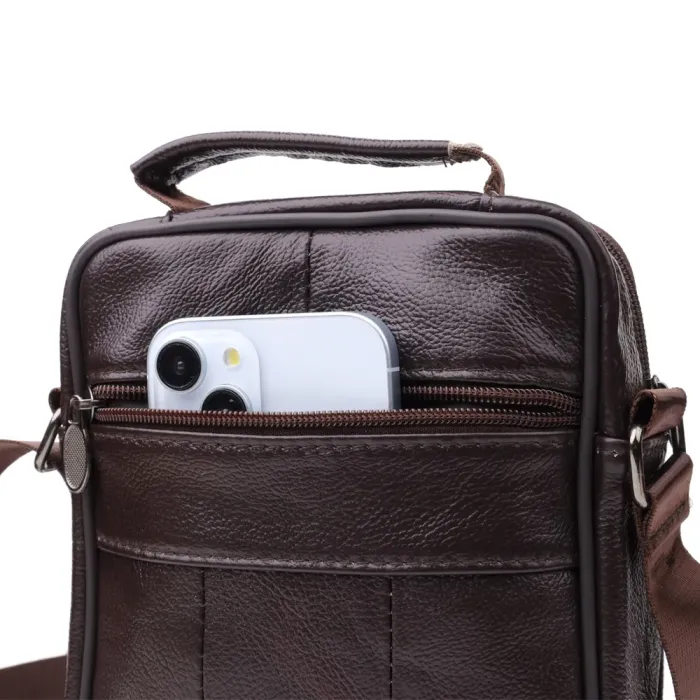 Невелика вертикальна сумка з ручкою для чоловіків з натуральної шкіри Vintage 22865 Коричневий