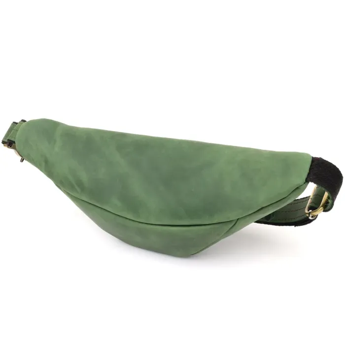 Стильна чоловіча бананка відмінної якості з натуральної шкіри вінтажної шкіри Shvigel 23142 Зелений