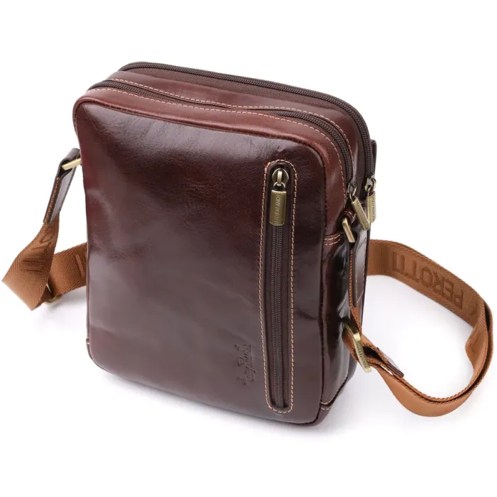 Чоловіча сумка з кишенями з гладкої натуральної шкіри Tony Perotti 20856_1 (9148-17 moro) Коричневий