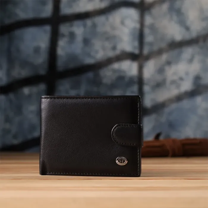 Місткий чоловічий гаманець горизонтального формату з натуральної шкіри ST Leather 23090 Чорний