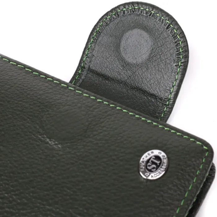 Вертикальний жіночий гаманець з натуральної шкіри ST Leather 23070 Зелений
