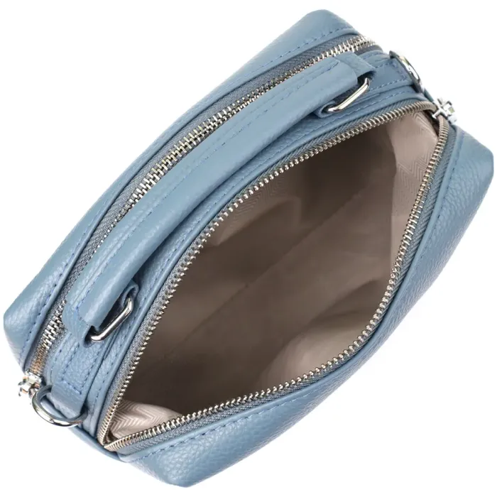 Елегантна сумка жіноча з двома секціями з натуральної шкіри Vintage 22920 Блакитний