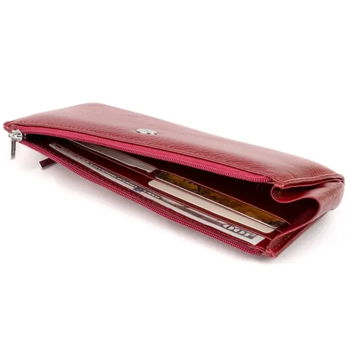 Горизонтальний тонкий гаманець зі шкіри ST Leather 19326 Бордовий