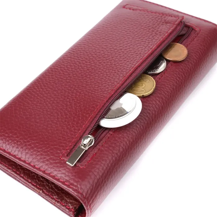 Практичний гаманець для жінок із натуральної шкіри ST Leather 23098 Бордовий