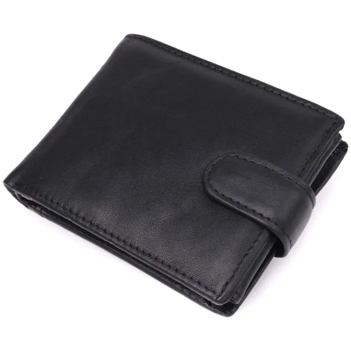 Місткий чоловічий гаманець з натуральної шкіри Vintage 15102 Чорний