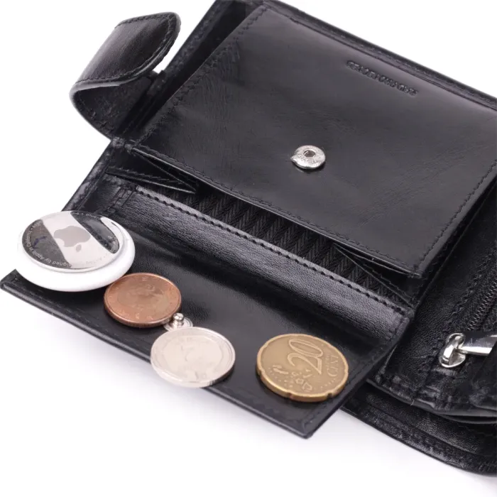 Люксовий чоловічий гаманець із натуральної глянсової шкіри Vintage 15110 Чорний