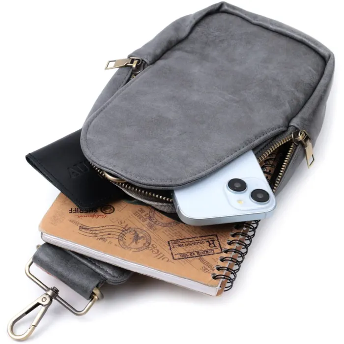 Модна сумка через плече в модному кольорі з екошкіри Vintage 22792 Сірий