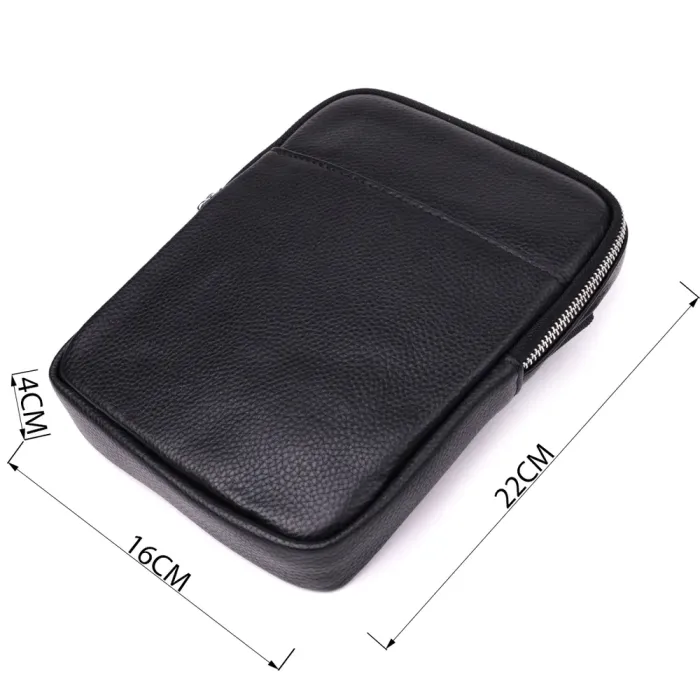 Цікава плечова сумка для чоловіків з натуральної шкіри Vintage 15100 Чорний