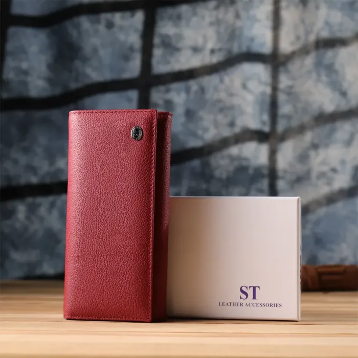 Жіночий місткий гаманець з натуральної шкіри ST Leather 23096 Червоний