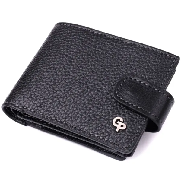 Стильне портмоне з люксової зернистої шкіри флотар GRANDE PELLE 22875 Чорний