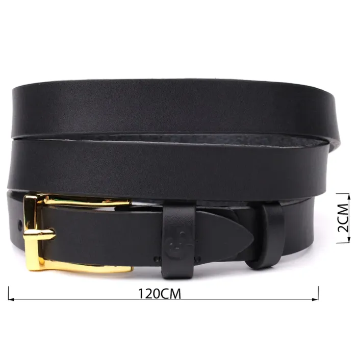 Тонкий шкіряний ремінь для жінок GRANDE PELLE 22947 Чорний