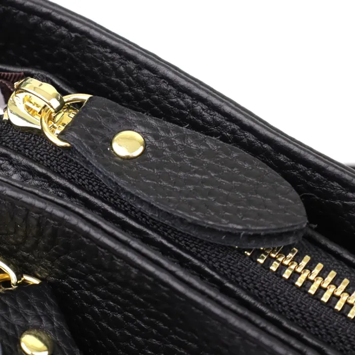 Класична жіноча сумка з жорстким дном із натуральної шкіри Vintage 22987 Чорний