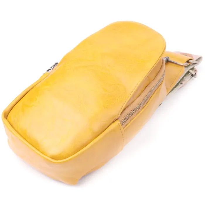 Зручна жіноча слінг сумка через плече з екошкіри Vintage 15118 Жовтий
