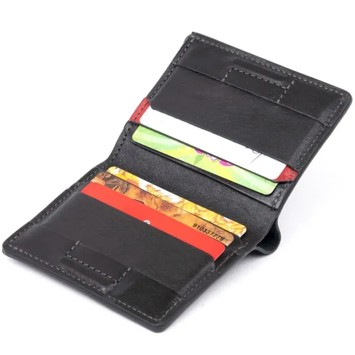  Стильне портмоне-кредитниця комбі в гладкій шкірі GRANDE PELLE 11327 Чорне