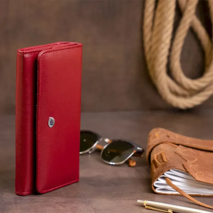 Гаманець шкіряний у дві додавання жіночий ST Leather 19288 Бордовий