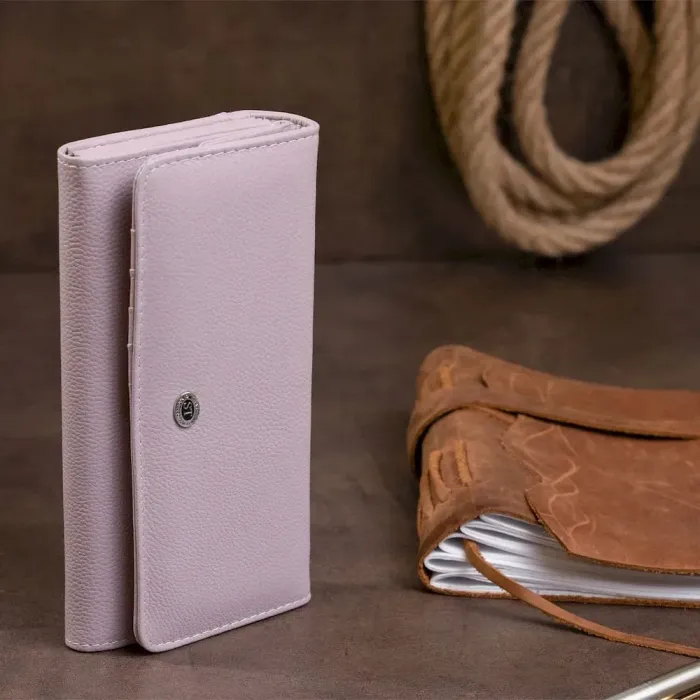 Гаманець шкіряний у дві додавання жіночий ST Leather 19289 Ліловий