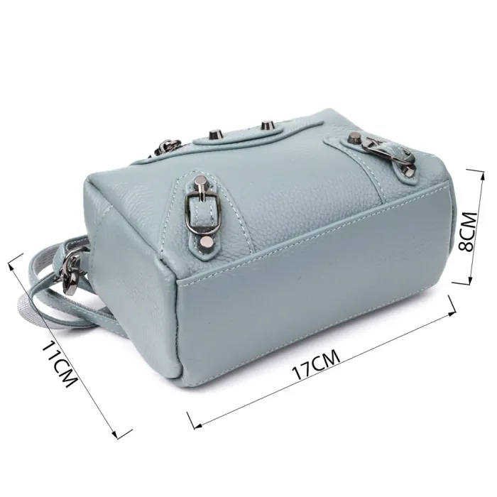 Елегантна жіноча сумка з натуральної шкіри із сучасним декором Vintage 22925 Блакитний