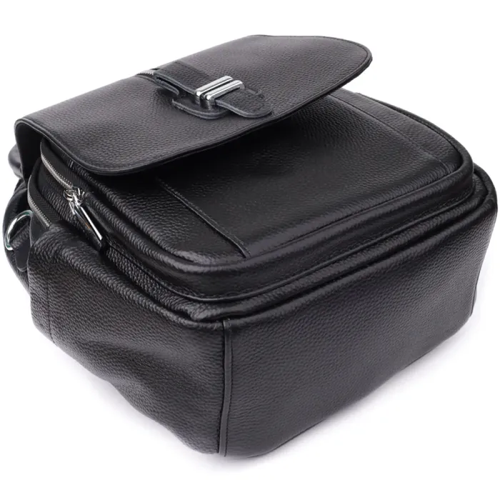 Компактний жіночий рюкзак з натуральної шкіри Vintage 23058 Чорний