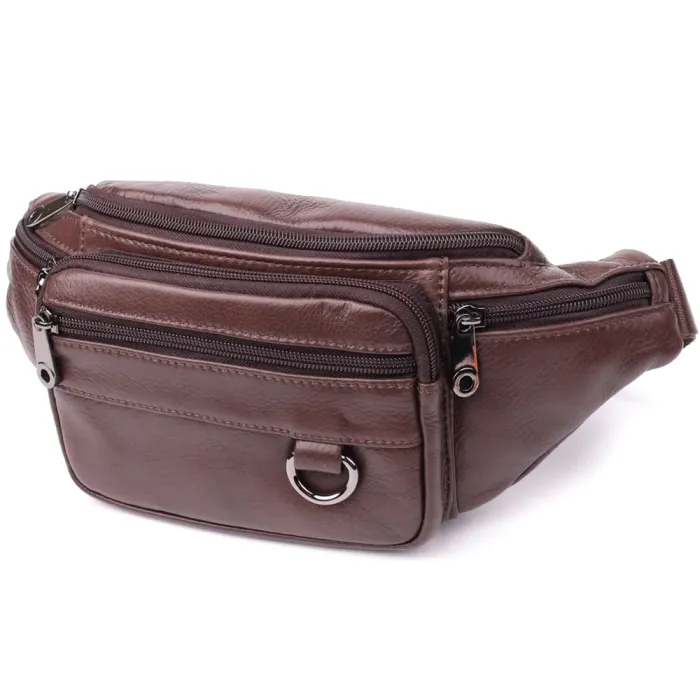 Практична бананка для чоловіків із натуральної шкіри Vintage 15107 Темно-коричневий