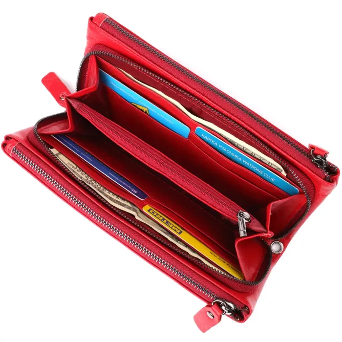 Шкіряний жіночий гаманець на три відділення ST Leather 23109 Червоний