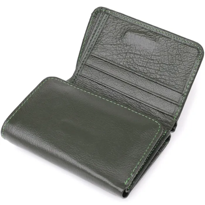 Маленький гаманець зручного формату із натуральної шкіри ST Leather 23076 Зелений