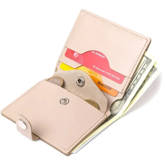 Компактное кожаное портмоне Shvigel 16489 Бежевый