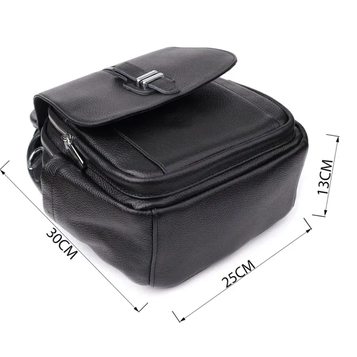 Компактний жіночий рюкзак з натуральної шкіри Vintage 23058 Чорний