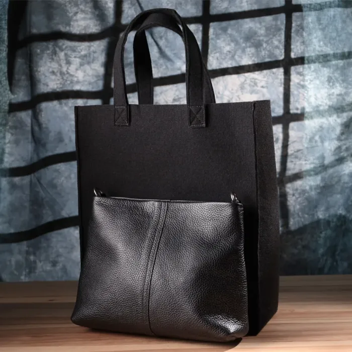 Жіночий шоппер 2 в 1 із натуральної шкіри GRANDE PELLE 22881 Чорний