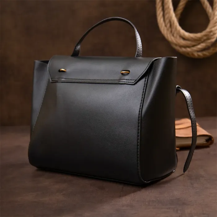 Сумка з клапаном із шкірзамінника Vintage 14949 Чорна