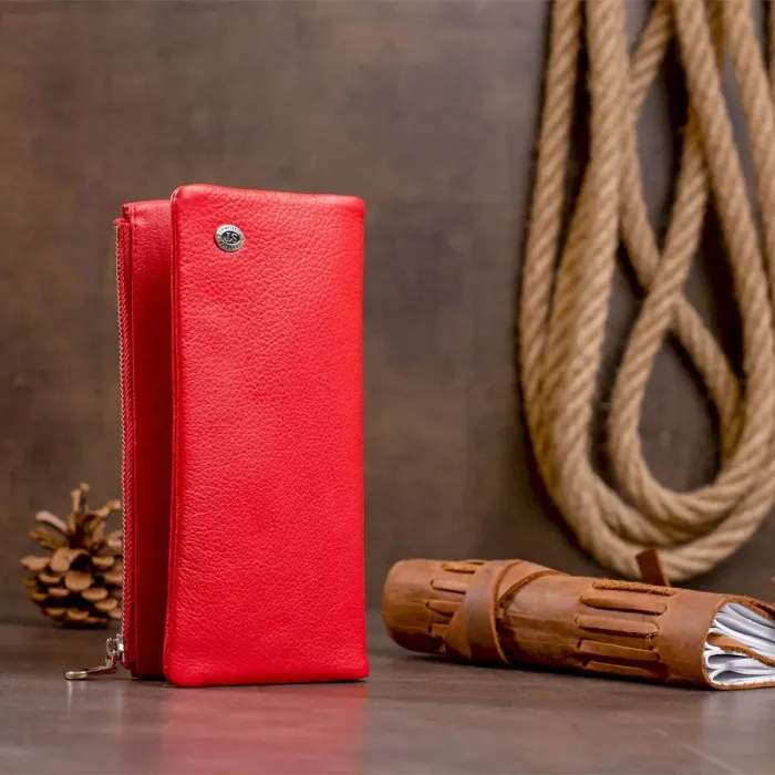 Вертикальный кошелек на кнопке женский ST Leather 19202 Красный