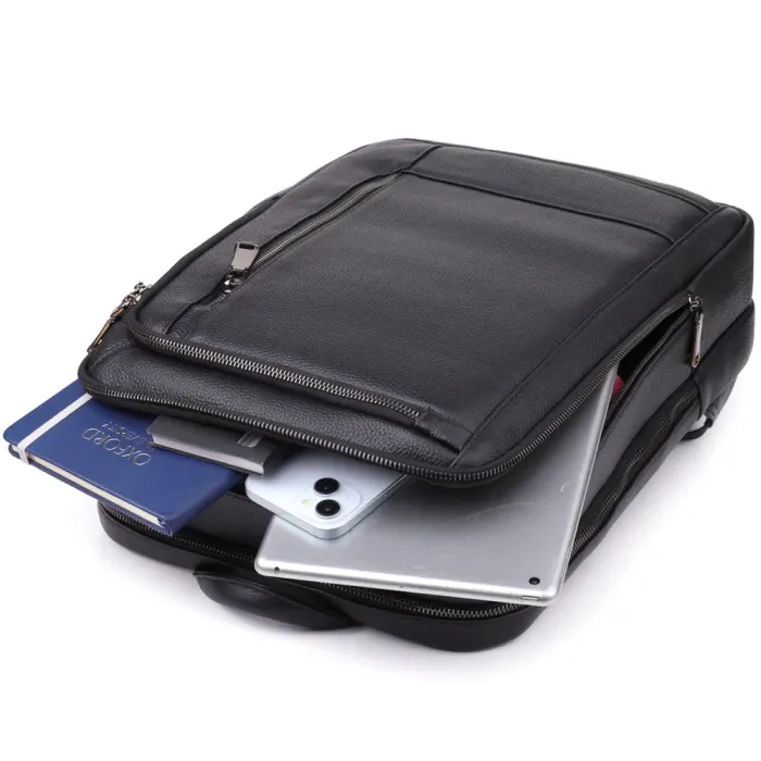 Практичний чоловічий рюкзак з натуральної шкіри Vintage 23051 Чорний