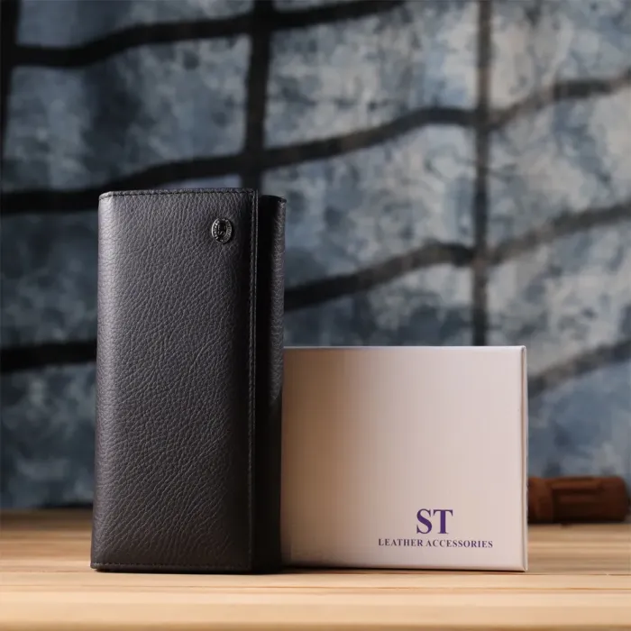 Місткий гаманець для жінок із натуральної шкіри ST Leather 23097 Чорний