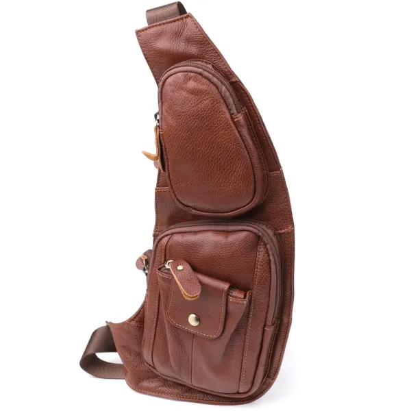 Зручна чоловіча сумка з великою кількістю кишень із натуральної шкіри Vintage 22963 Коричневий