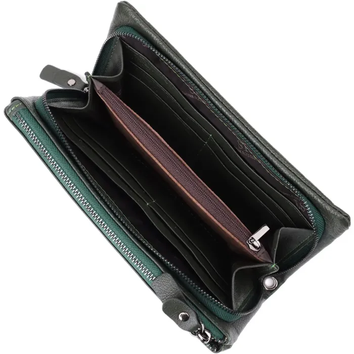 Зручний гаманець для жінок з ременем з натуральної шкіри ST Leather 23104 Зелений