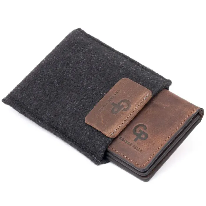 Візитниця з обкладинкою для ID-паспорта з натуральної шкіри GRANDE PELLE 11292 Коричнева