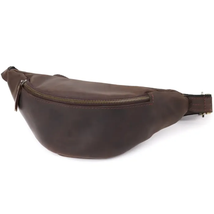 Добротна сумка бананка для чоловіків з натуральної шкіри вінтажної Shvigel 23139 Коричневий