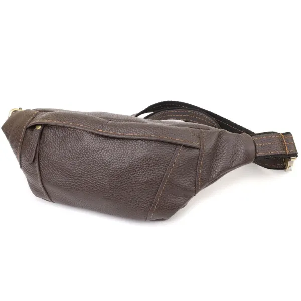 Сумка-бананка для чоловіків з натуральної зернистої шкіри Shvigel 23128 Коричневий