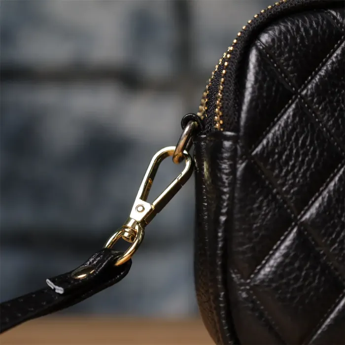 Сумка з натуральної шкіри з трьома відділеннями для жінок Vintage 22890 Чорний