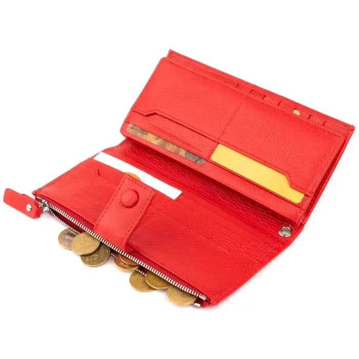 Оригінальний гаманець шкіряний жіночий на хлястиці з кнопкою ST Leather 19281 Червоний