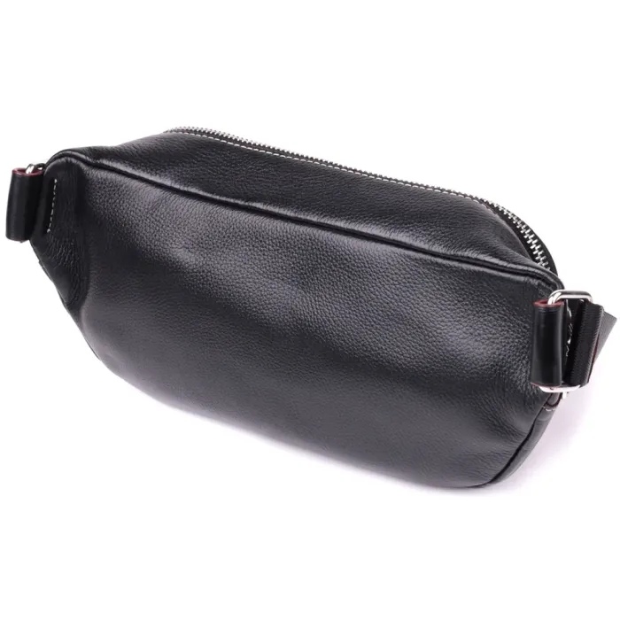 Стильна чоловіча бананки з м'якої натуральної шкіри Vintage 15116 Чорний