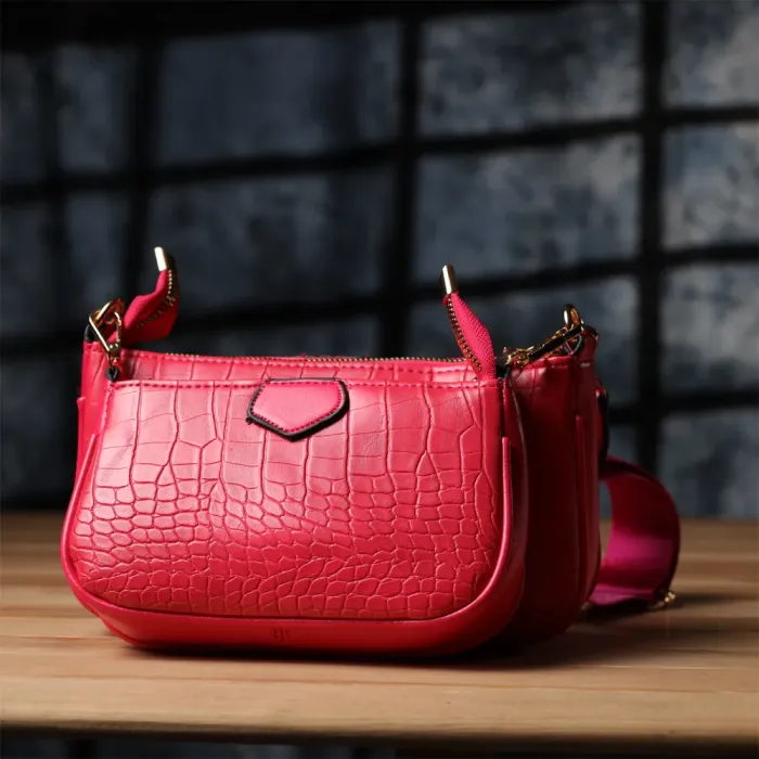 Жіночий зручний подвійний клатч із екошкіри Vintage 15136 Рожевий