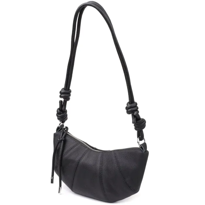 Жіноча напівкругла сумка з натуральної шкіри Vintage 22932 Чорний