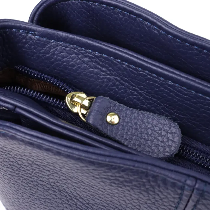 Жіноча сумка з натуральної шкіри з трьома відділеннями Vintage 22976 Синій