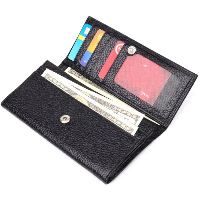 Класичний жіночий гаманець з натуральної шкіри CANPELLINI 20872_1 Чорний