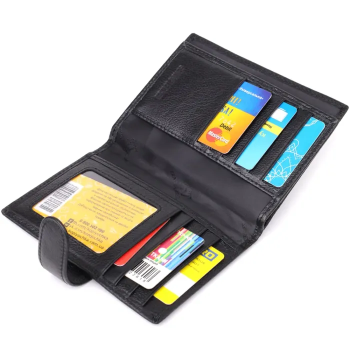 Містка обкладинка на документи унісекс з натуральної шкіри ST Leather 23116 Чорний