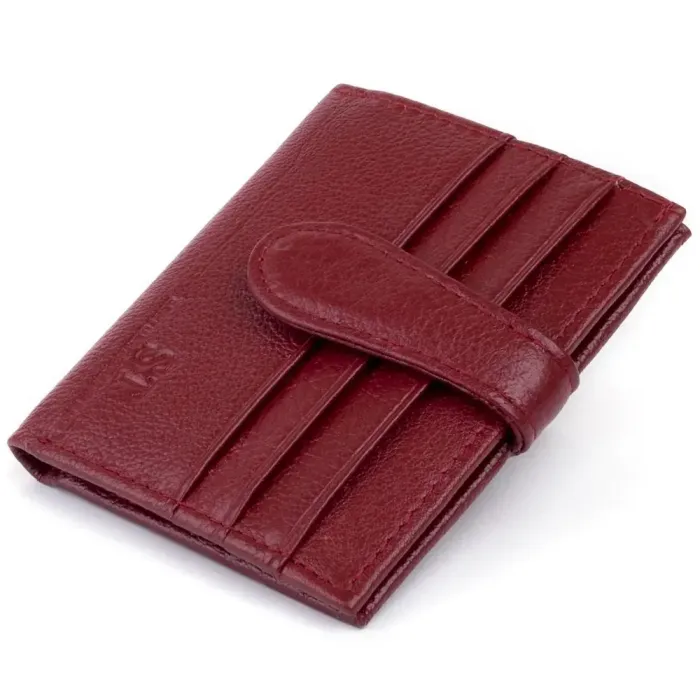 Кошелек-визитница на хлястике с кнопкой женский ST Leather 19231 Бордовый