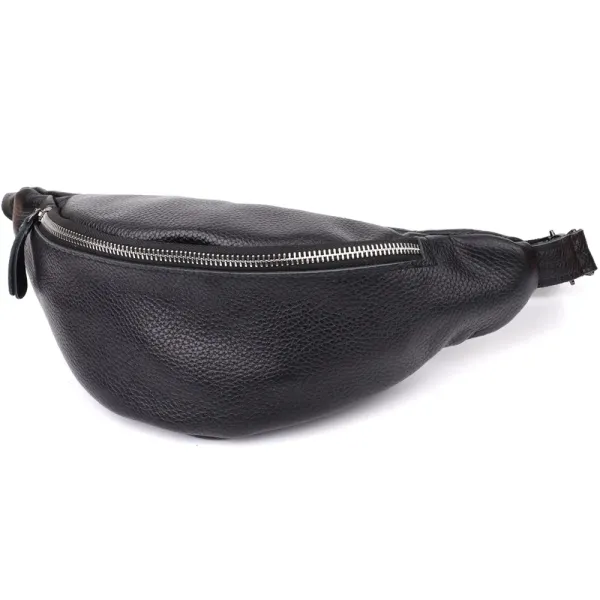 Відмінна сумка бананка із зернистої натуральної шкіри Shvigel 23145 Чорний