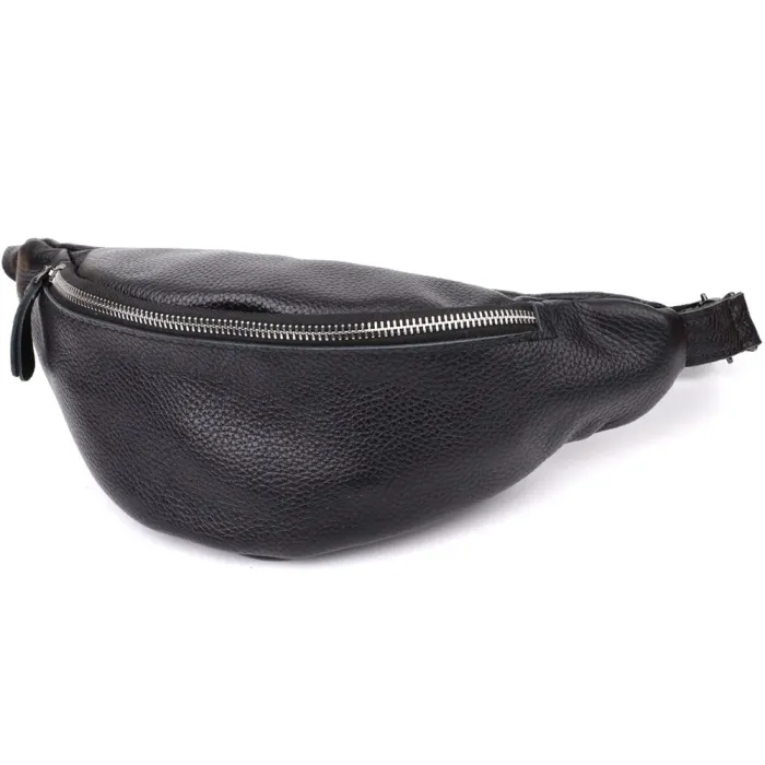 Відмінна сумка бананка із зернистої натуральної шкіри Shvigel 23145 Чорний