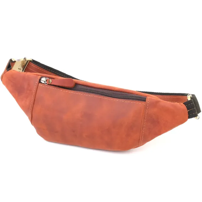 Практична сумка-бананка для чоловіків із натуральної вінтажної шкіри Shvigel 23122 Рудий